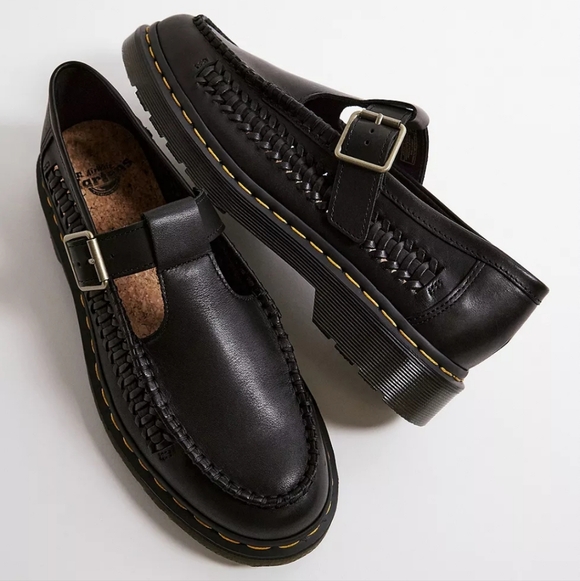 Dr. Martens Shoes - Dr. Martens Black Leather Adrian Woven T-Bar Mary Jane Size 10 Women's / 9 Mens